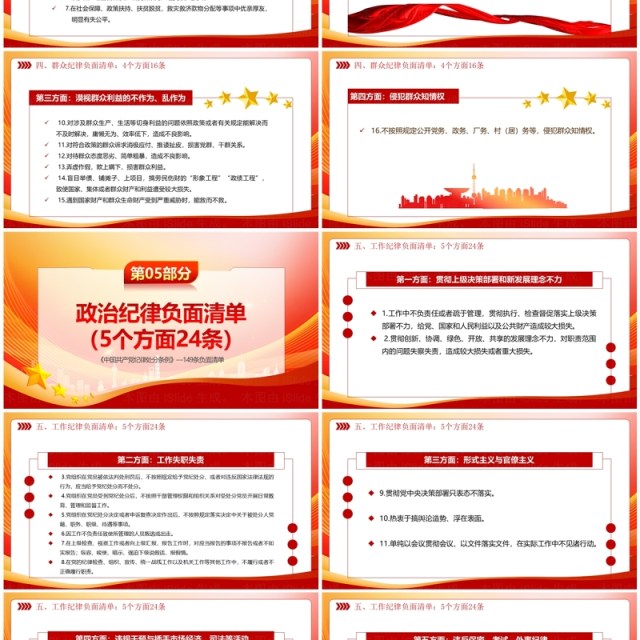 红色简约风中国共产党纪律处分条例PPT模板 红色简约风中国共产党纪律处分条例PPT模板