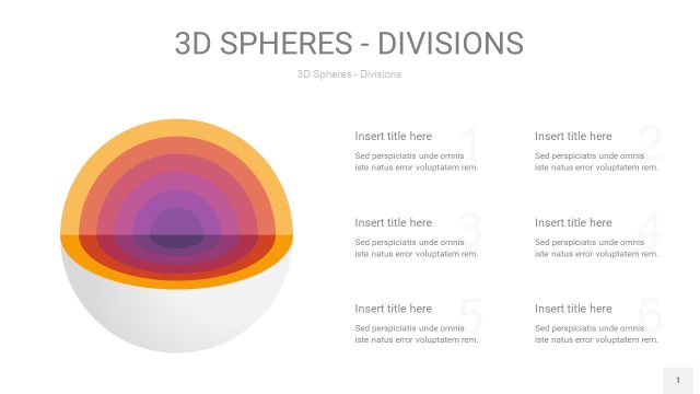 渐变紫黄色3D球体切割PPT信息图1