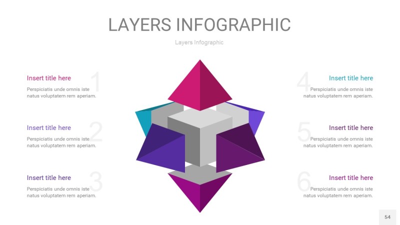 紫蓝色3D分层PPT信息图54