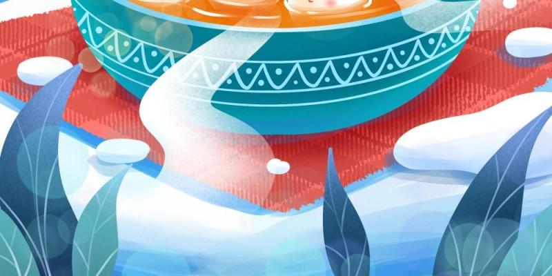 中国传统文化二十四节气冬至插画海报背景配图PSD竖版素材66