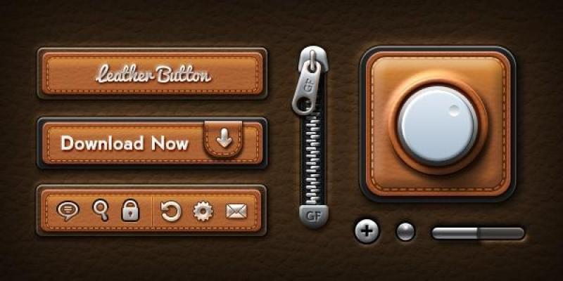 Leather&nbsp;UI&nbsp;Elements&nbsp;PSD