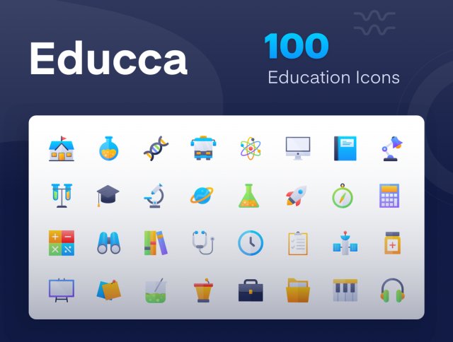 最新的图标包，但有一个非常独特的质量图标。包含代表教育需求的图标，这些图标非常独特，适合您的数字需求.Educca：Education Icon Pack