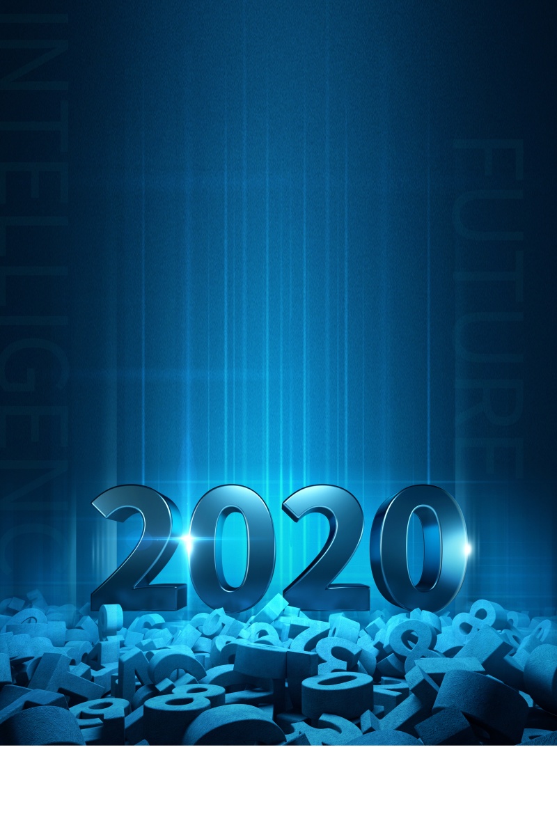 2020数字蓝色科技互联网企业舞台会议高端论坛背景PSD海报设计素材竖版
