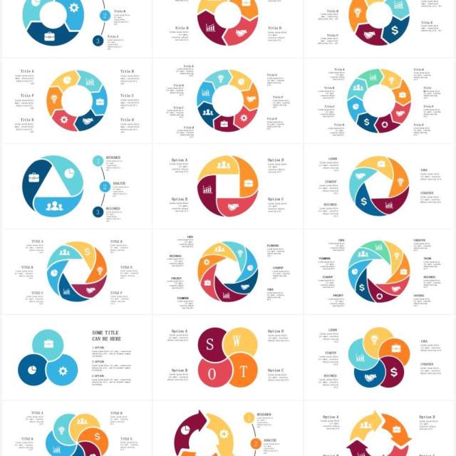 多样循环圆形信息图表可视化PPT素材Circle_Diagrams