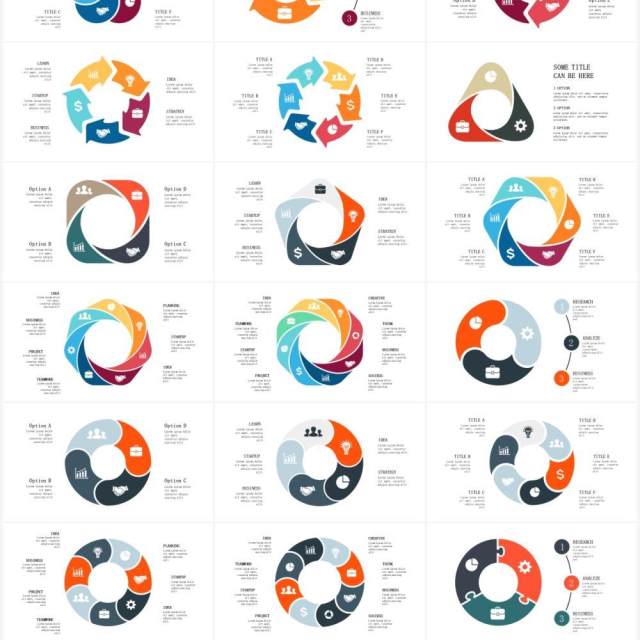 多样循环圆形信息图表可视化PPT素材Circle_Diagrams