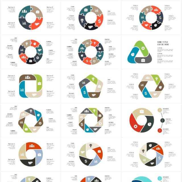 多样循环圆形信息图表可视化PPT素材Circle_Diagrams