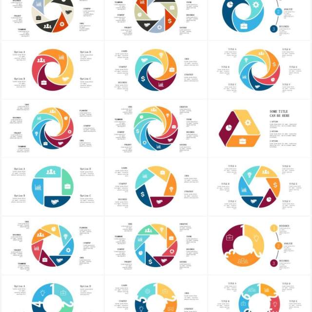 多样循环圆形信息图表可视化PPT素材Circle_Diagrams