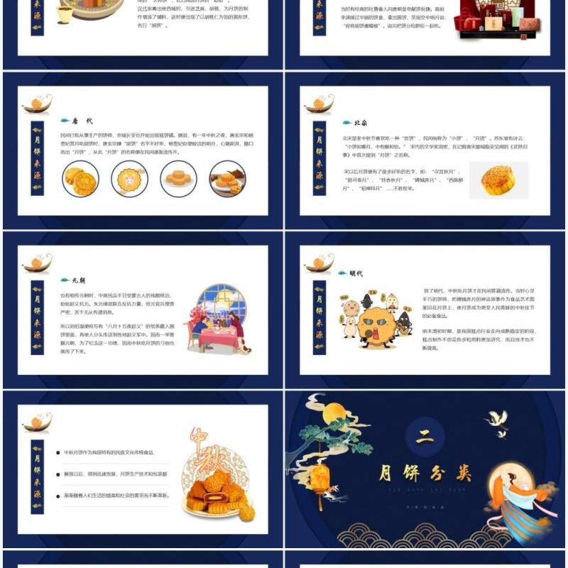 绿金国潮风格月饼传统文化介绍PPT模板