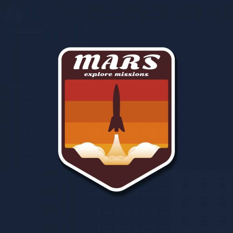 火星太空任务徽章和徽标标志