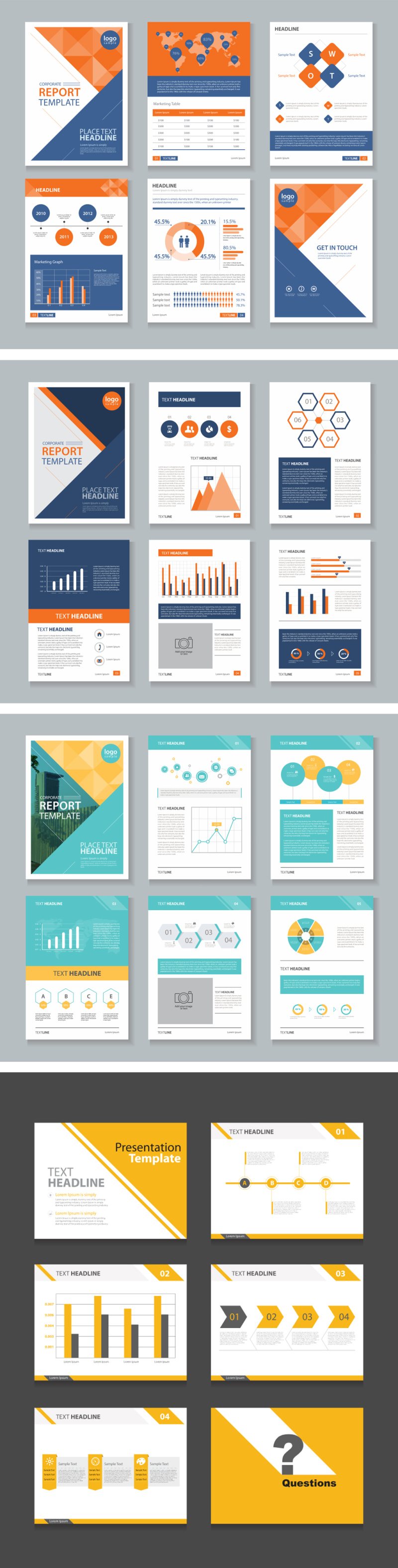 几何多边形元素信息图表矢量集合