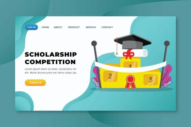 奖学金竞赛xd psd ai矢量登陆页面UI界面插画设计scholarship competition xd psd ai vector landing page