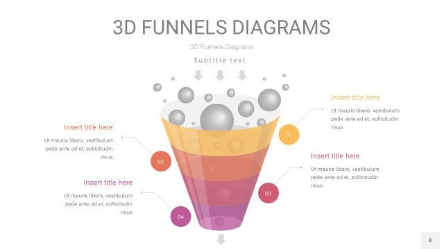 橙色系3D漏斗PPT信息图表8