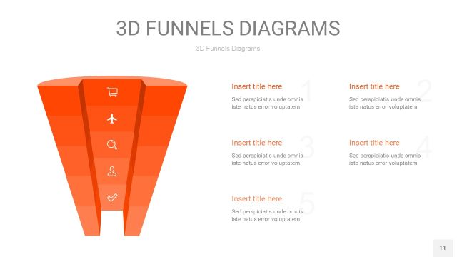 橘红色3D漏斗PPT信息图表11