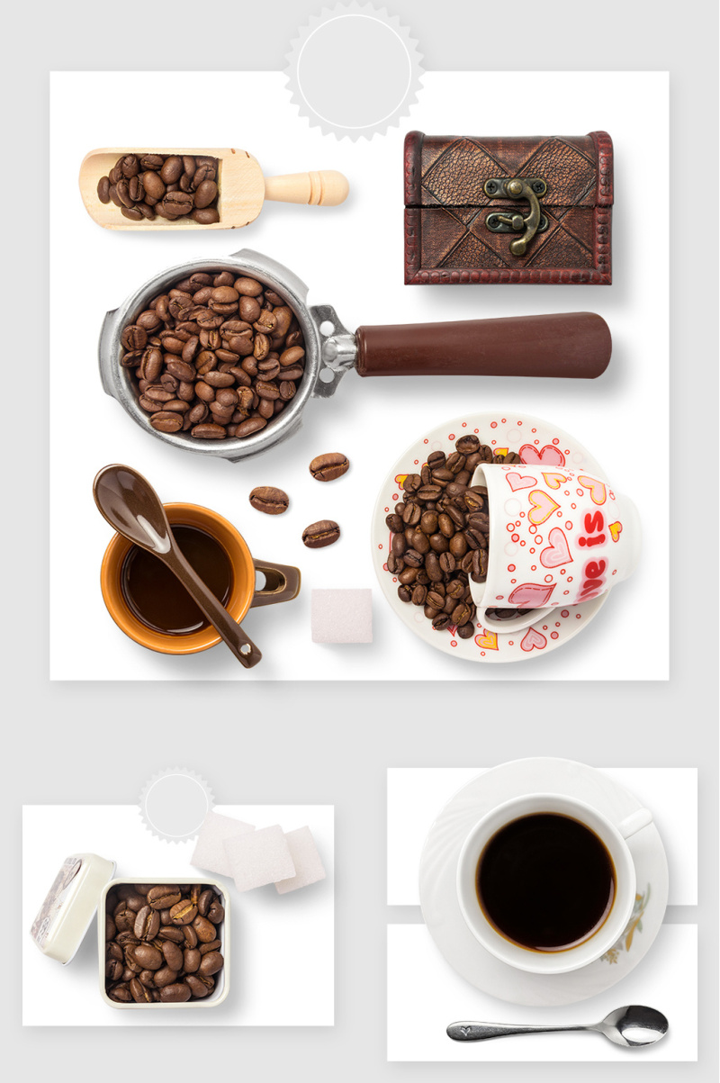 咖啡豆咖啡杯工具高清psd样机素材