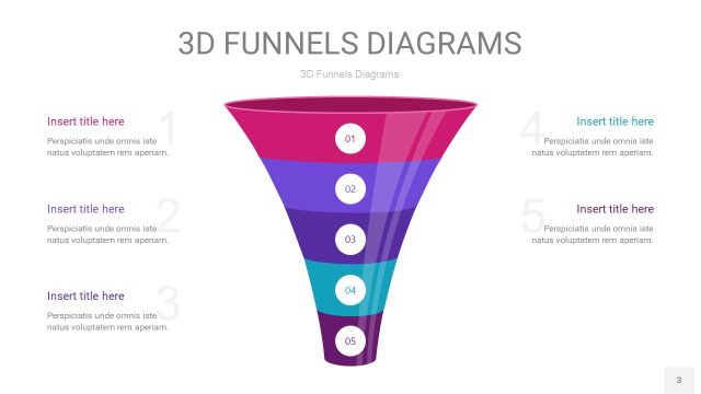 紫色3D漏斗PPT信息图表3