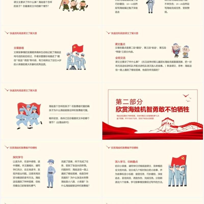 小英雄海娃鸡毛信动态PPT模板