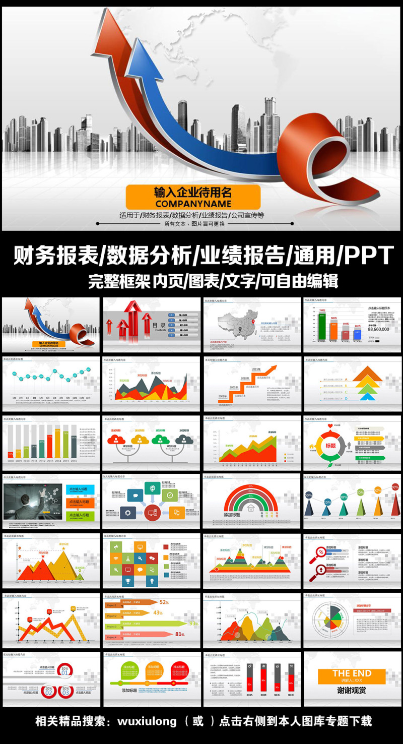 财务报表数据分析业绩报告实用公司PPT