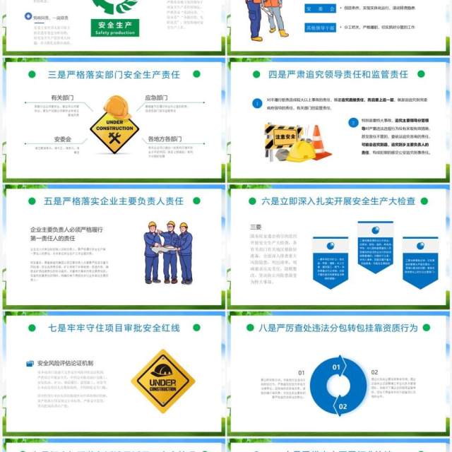 蓝色卡通安全生产十五条措施PPT模板