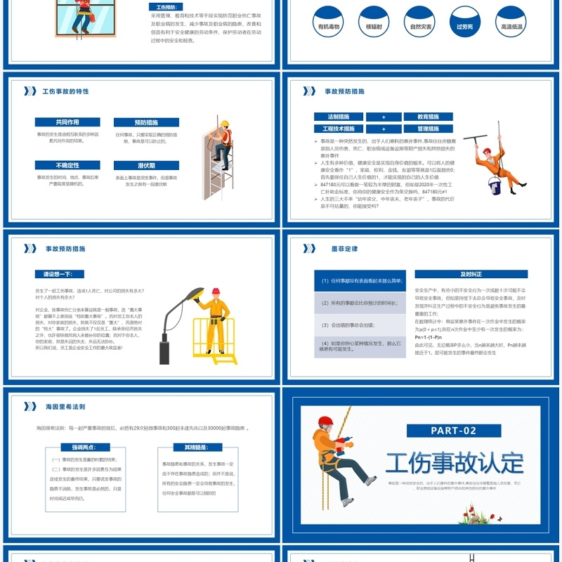 蓝色简约风工伤事故预防培训PPT模板