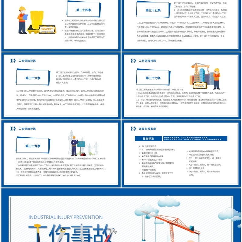 蓝色简约风工伤事故预防培训PPT模板