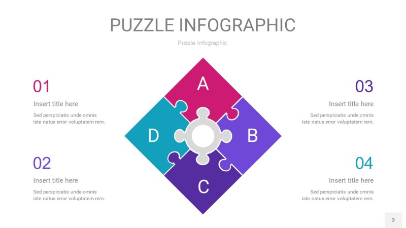 紫绿色拼图PPT图表3