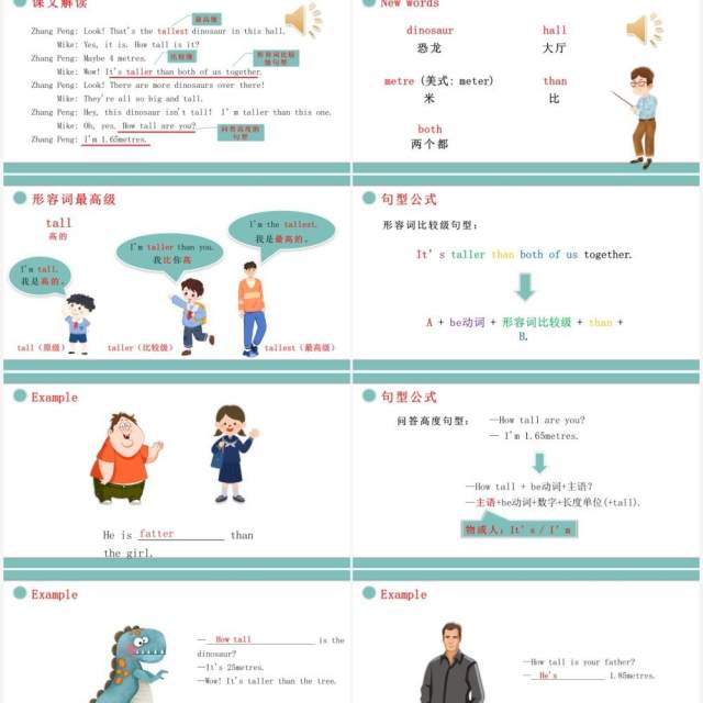 人教版六年级英语下册How tall are you第一课时教育课件PPT模板