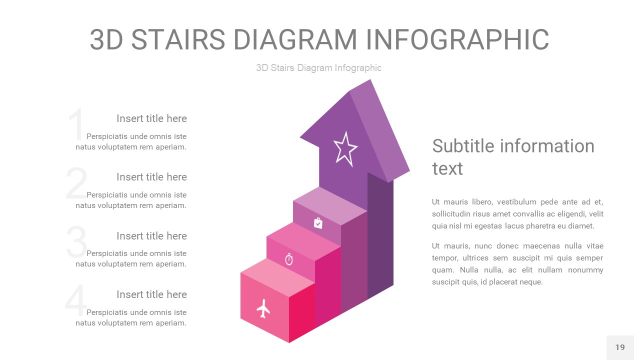 渐变粉紫色3D阶梯PPT图表19