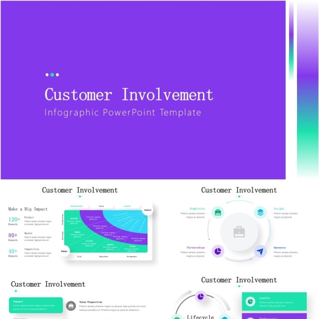 客户参与信息图结构图PPT模板素材Customer Involvement Infographics