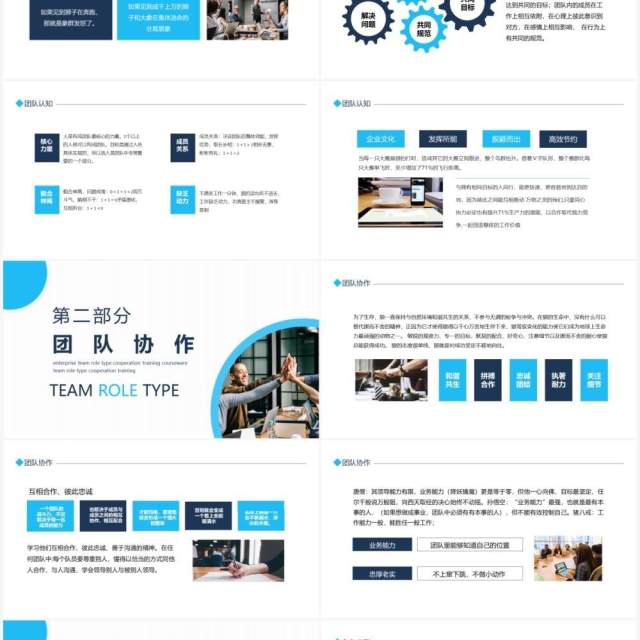 企业团队角色类型合作培训动态PPT模板