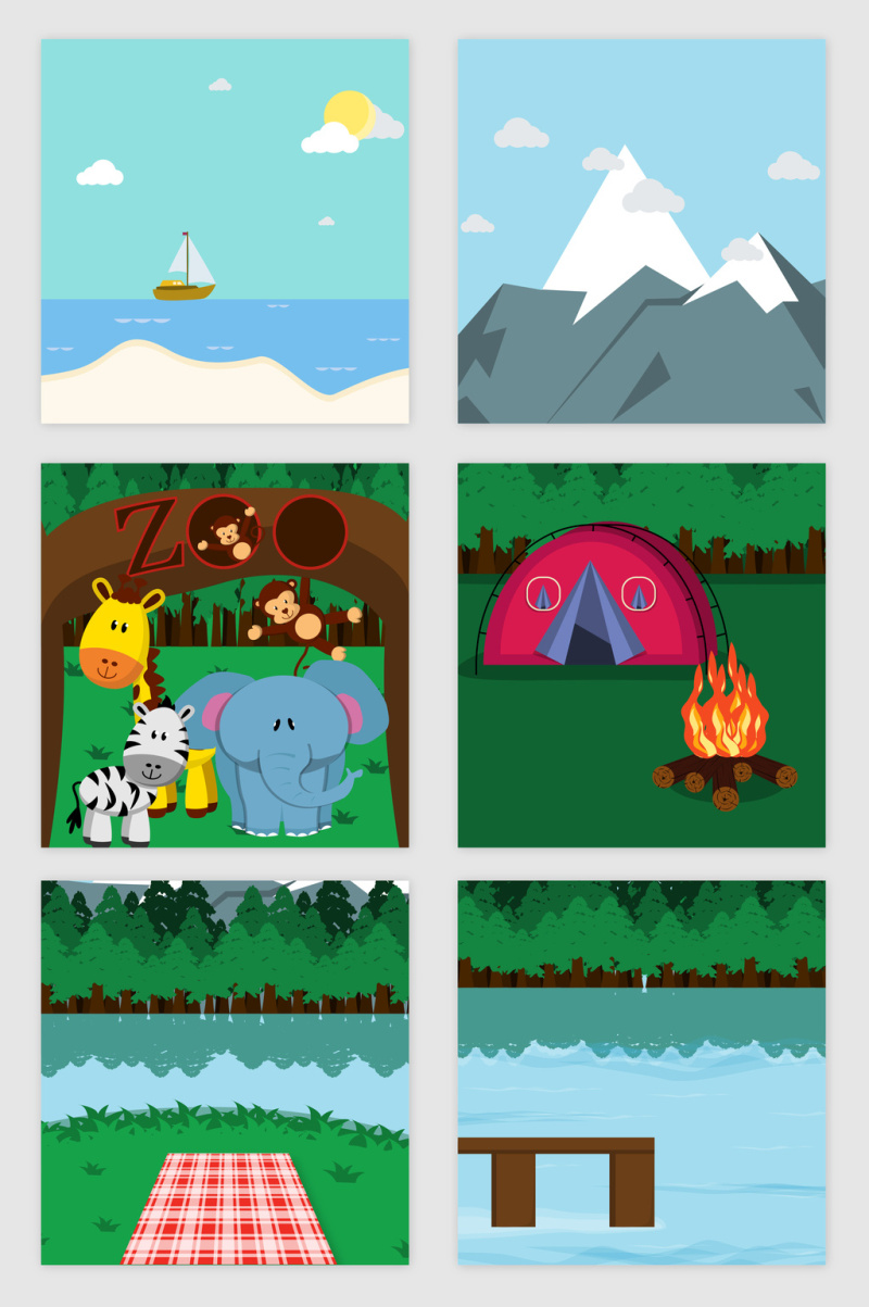 休闲度假后花园的矢量素材