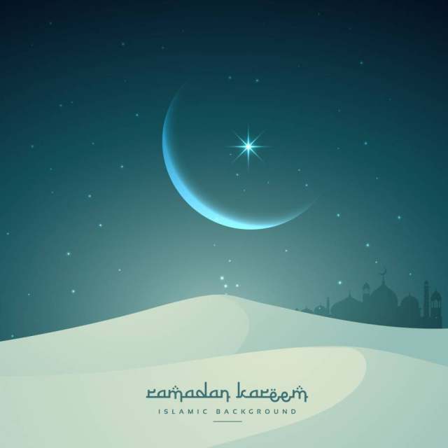与月亮和沙丘的斋月贾巴尔伊斯兰节日
