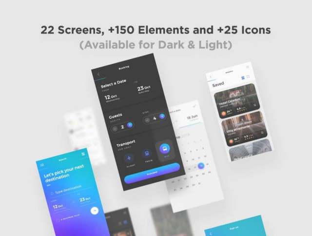 适用于Sketch,Photoshop和XD。,Sofia iOS UI Kit的优雅移动酒店和旅行UI工具包 适用于Sketch,Photoshop和XD。,Sofia iOS UI Kit的优雅移动酒店和旅行UI工具包