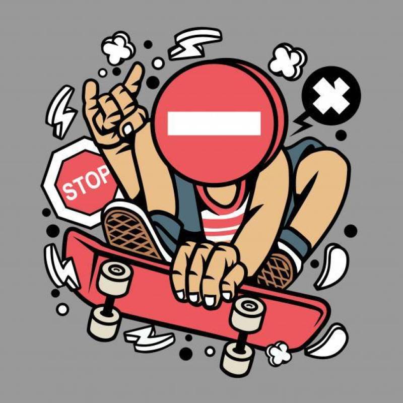 停止标志溜冰者动画片