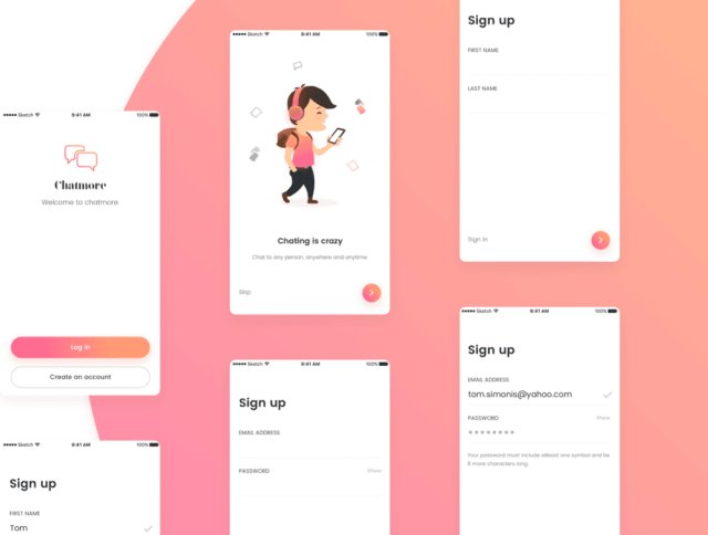 Sketch。,Chat More UI KIT的独特聊天UI工具包 Sketch。,Chat More UI KIT的独特聊天UI工具包