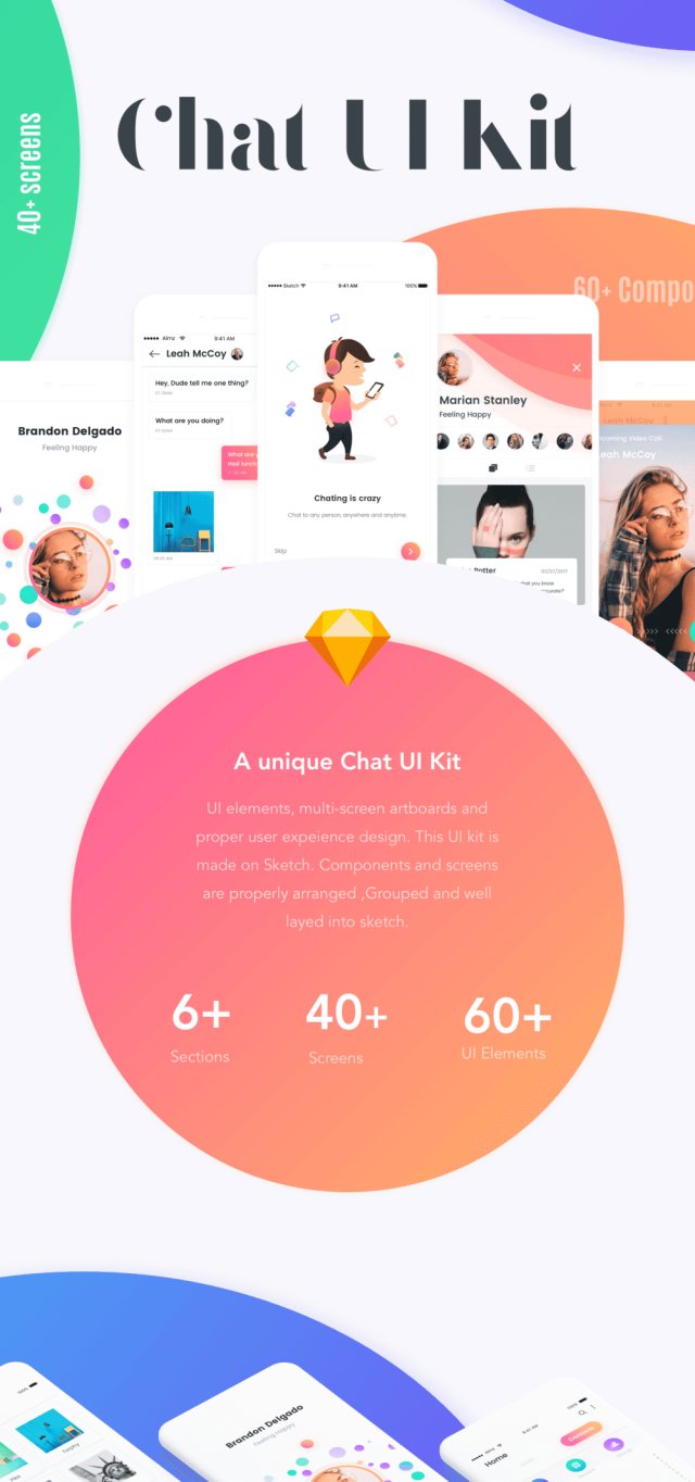Sketch。,Chat More UI KIT的独特聊天UI工具包 Sketch。,Chat More UI KIT的独特聊天UI工具包