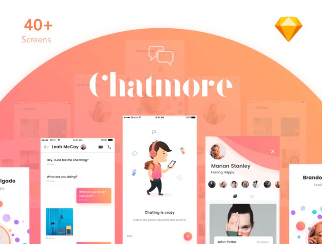 Sketch。,Chat More UI KIT的独特聊天UI工具包 Sketch。,Chat More UI KIT的独特聊天UI工具包