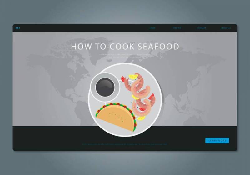 如何煮大虾。海鲜烹饪插图。网站模板