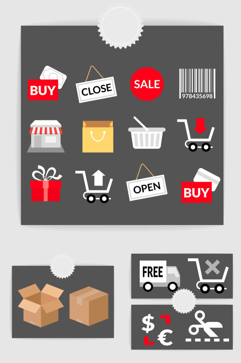 电商实体购物促销打折图标素材