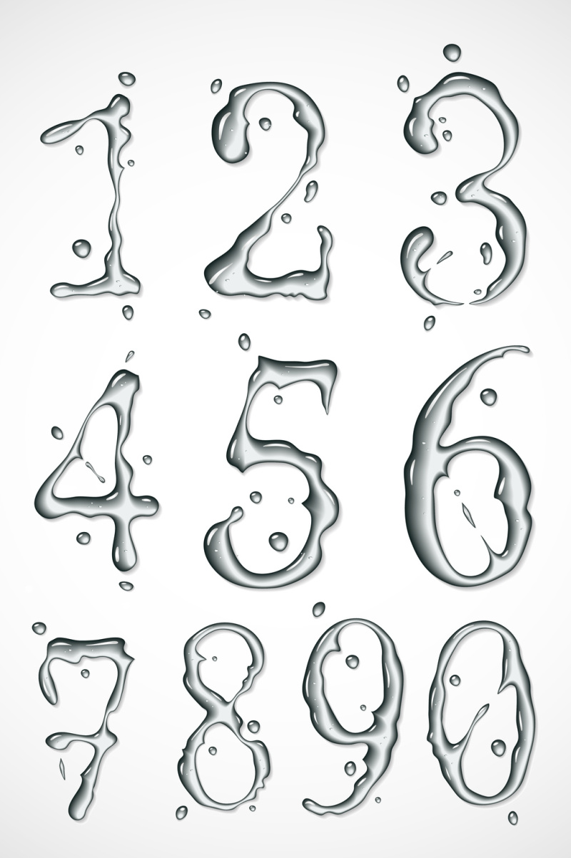 阿拉伯数字水样数字矢量图标