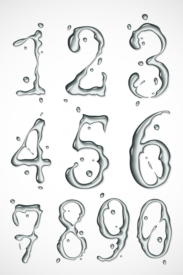 阿拉伯数字水样数字矢量图标