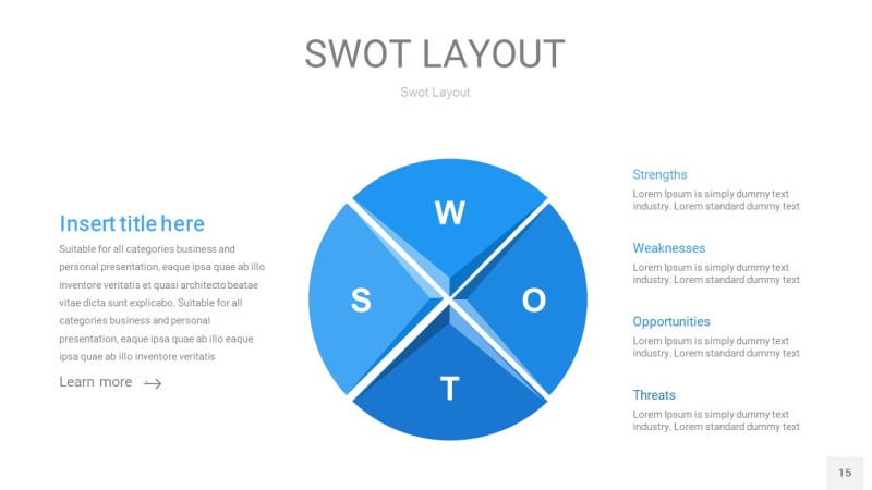 蓝色SWOT图表PPT15
