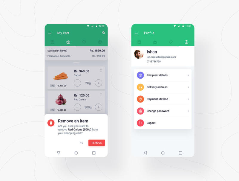 Android的UI，杂货店购物应用