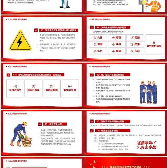 红色简约员工安全生产培训PPT模板(1)