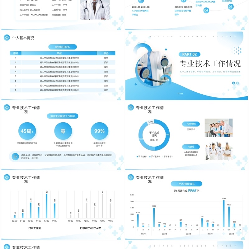 蓝色简约风主任医师正高级职称晋升答辩报告PPT模板