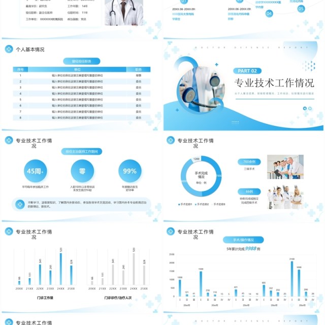 蓝色简约风主任医师正高级职称晋升答辩报告PPT模板