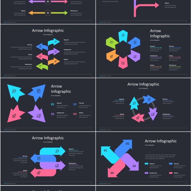 深色商务箭头信息图ppt素材模板