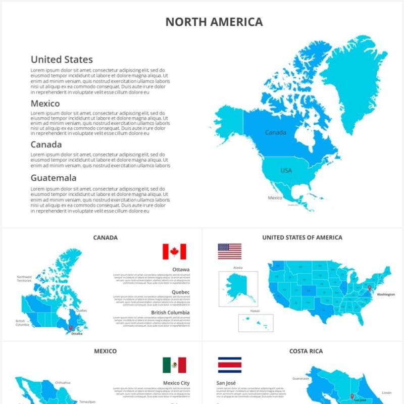 北美地图PPT元素North America