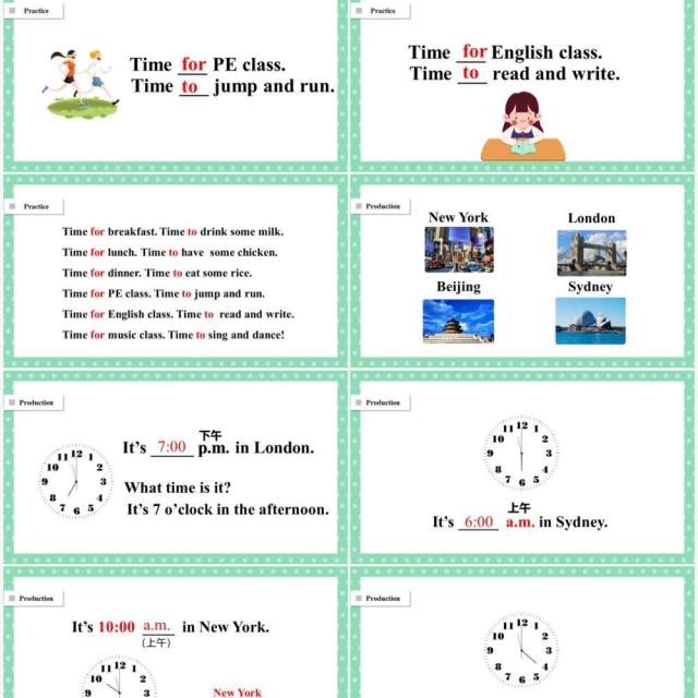 人教版四年级英语下册What time is it第2-3课时课件PPT模板 人教版四年级英语下册What time is it第2-3课时课件PPT模板