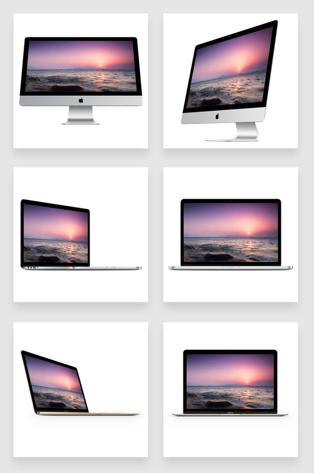 多角度多方向苹果电脑+苹果笔记本电脑样机