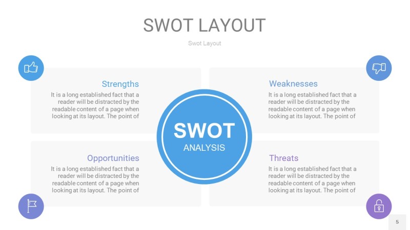 紫蓝色SWOT图表PPT5